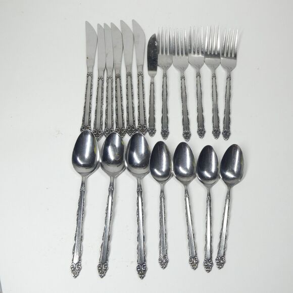 Ekco Eterna Mary Ellen Flatware Lot Stainless 19pcs Vintage MCM - Picture 1 of 8